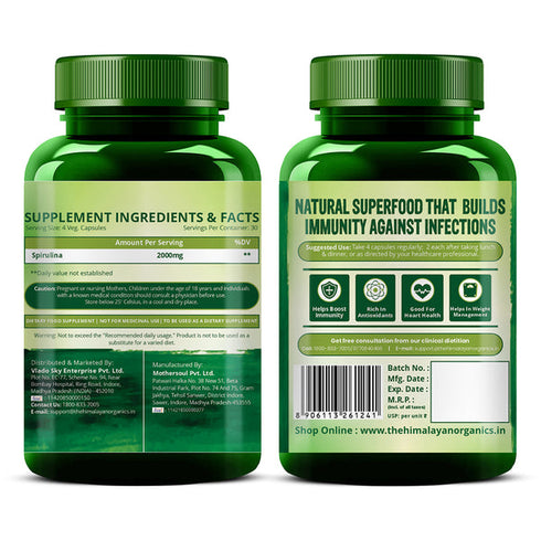 Himalayan Organics Spirulina Vegetarian Capsules