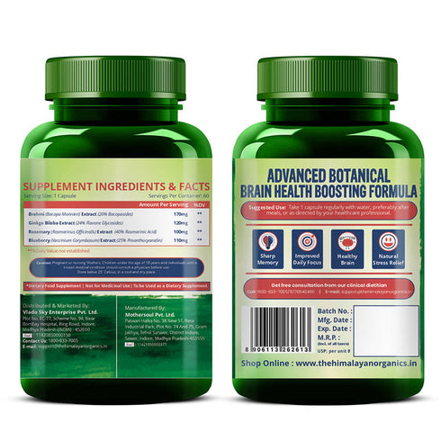 Himalayan Organics Plant-Based Brain Booster Supplement Capsules