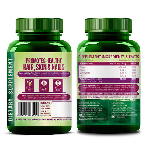 Himalayan Organics Biotin 10000mcg Tablet