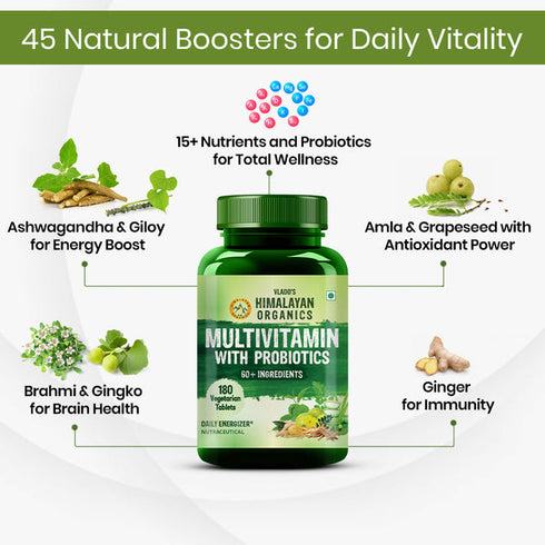 Himalayan Organics Multivitamin With Probiotics Vegetarian Tablets
