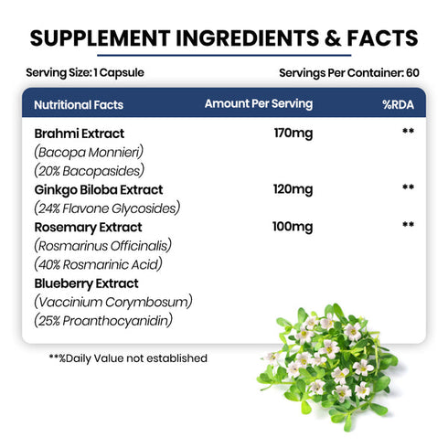 Himalayan Organics Plant-Based Brain Booster Supplement Capsules