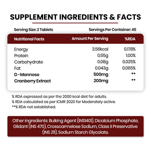 Himalayan Organics D-Mannose + Cranberry Vegetarian Capsules