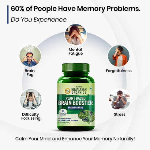 Himalayan Organics Plant-Based Brain Booster Supplement Capsules