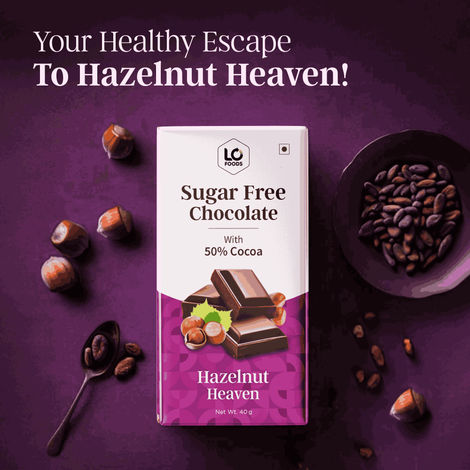 Lo Foods Dark Chocolate Bar Hazelnut Premium Sugar Free Chocolate