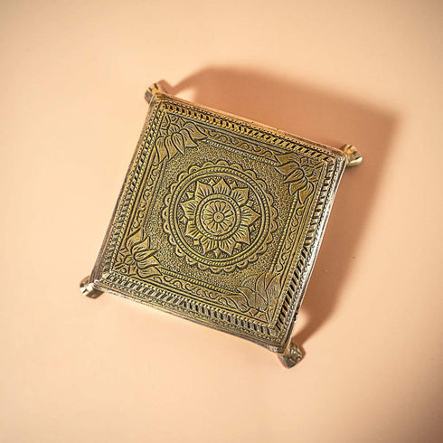 Samskara Home Lotus Engraved Brass Chowki