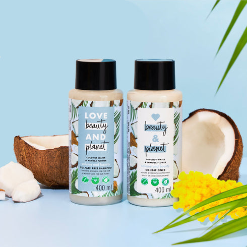 Love Beauty And Planet Coconut Water and Mimosa Flower Volume and Bounty Shampoo And Conditioner