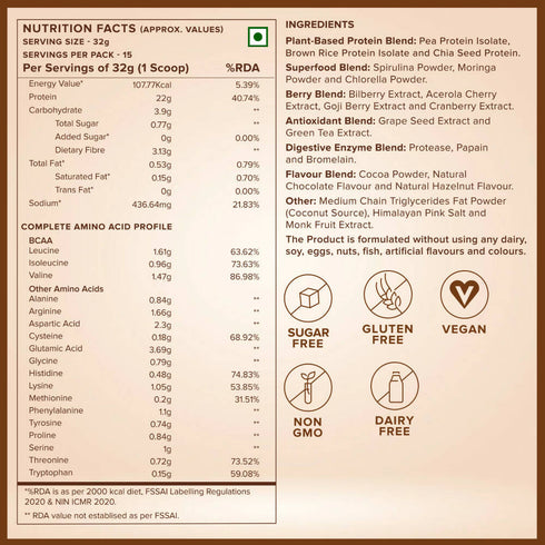 Wellbeing Nutrition Superfood Plant Protein | Dark Chocolate Hazelnut