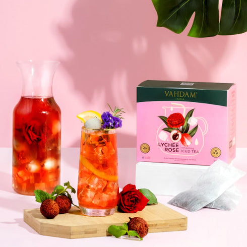 Vahdam Tea Lychee Rose Iced Tea | 15 Pitcher Tea Bags