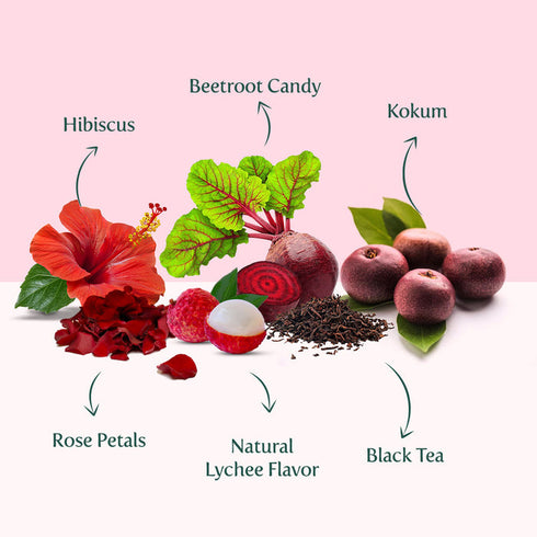 Vahdam Tea Lychee Rose Iced Tea | 15 Pitcher Tea Bags