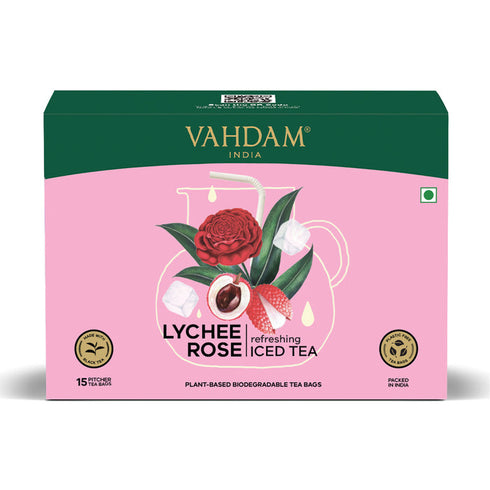 Vahdam Tea Lychee Rose Iced Tea | 15 Pitcher Tea Bags