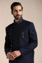 Manyavar Navy Blue Angrakha Style Indo Western Set