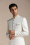 Manyavar Off White Medallion Patterened Brocade Indo Western Set
