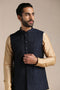 Manyavar Royal Blue Textured Half Jacket