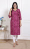 Miravan Womens Bandhej Printed Rayon Kurti Magenta