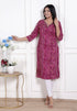 Miravan Womens Bandhej Printed Rayon Kurti Magenta