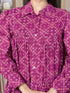 Miravan Womens Magenta Collar Neck Long Puff Sleeve Gathered Tiered Loose Fit A Line Dress