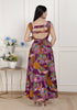 Miravan Womens Purple Pure Cotton Floral Printed Sleeveless Cut Out Western Dress