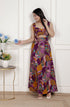 Miravan Womens Purple Pure Cotton Floral Printed Sleeveless Cut Out Western Dress