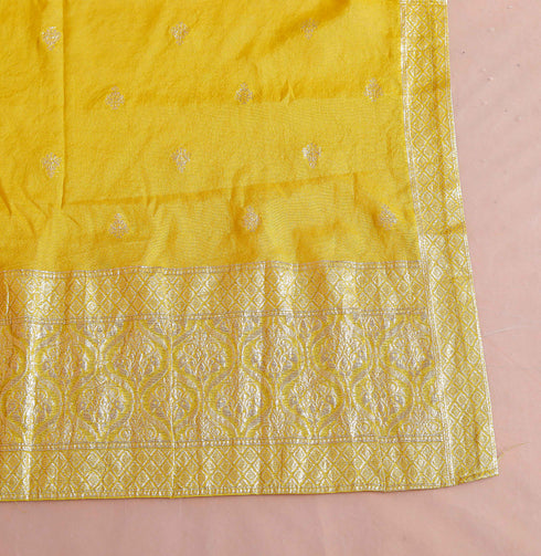 Miravan Womens Muslin Yellow Kurta and Palazzo with Dupatta Set