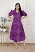Miravan Womens Purple Bandhni printed A Line Midi Dress