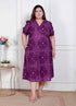 Miravan Plus Size Womens Purple Bandhni printed A Line Maxi Dress