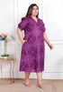 Miravan Plus Size Womens Purple Bandhni printed A Line Maxi Dress