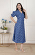 Miravan Womens Floral Print Collar Neck Puff Sleeves A Line Maxi Dress