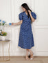Miravan Womens Floral Print Collar Neck Puff Sleeves A Line Maxi Dress