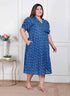 Miravan Plus Size Womens Floral Print Collar Neck Puff Sleeves A Line Maxi Dress