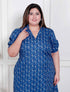 Miravan Plus Size Womens Floral Print Collar Neck Puff Sleeves A Line Maxi Dress