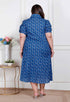 Miravan Plus Size Womens Floral Print Collar Neck Puff Sleeves A Line Maxi Dress