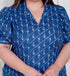 Miravan Plus Size Womens Floral Print Collar Neck Puff Sleeves A Line Maxi Dress