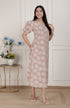 Miravan Womens Puff Sleeve Pure Cotton Printed Maxi Dress