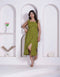 Miravan Womens Abstract Printed Green A line Maxi Dress