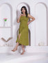 Miravan Womens Abstract Printed Green A line Maxi Dress