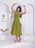 Miravan Womens Abstract Printed Green A line Maxi Dress