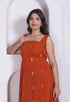 Miravan Womens Abstract Printed Rust A line Maxi Dress