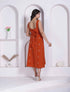 Miravan Womens Abstract Printed Rust A line Maxi Dress