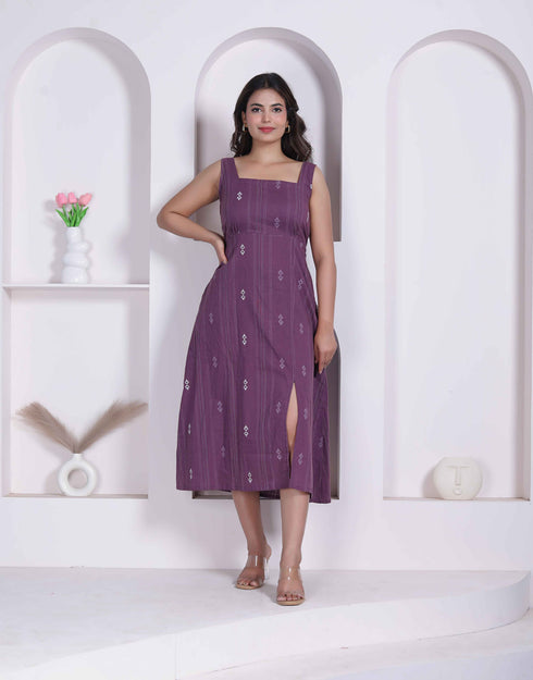 Miravan Womens Abstract Printed Wine A line Maxi Dress