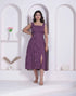 Miravan Womens Abstract Printed Wine A line Maxi Dress