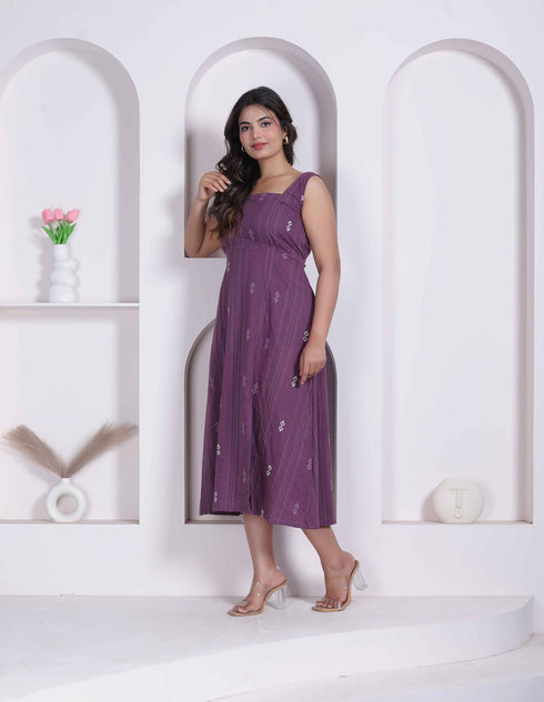 Miravan Womens Abstract Printed Wine A line Maxi Dress