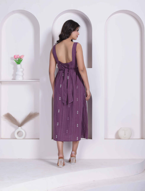 Miravan Womens Abstract Printed Wine A line Maxi Dress