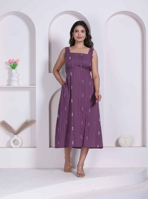 Miravan Womens Abstract Printed Wine A line Maxi Dress