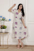 Miravan Womens Flex cotton Short sleeve Off White Animal print A Line Maxi dress