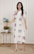 Miravan Womens Flex cotton Short sleeve Off White Animal print A Line Maxi dress
