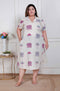 Miravan Plus Size Womens Flex cotton Short sleeve Off White Animal print A Line Maxi dress