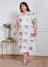 Miravan Plus Size Womens Flex cotton Short sleeve Off White Animal print A Line Maxi dress