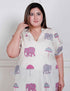 Miravan Plus Size Womens Flex cotton Short sleeve Off White Animal print A Line Maxi dress