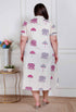 Miravan Plus Size Womens Flex cotton Short sleeve Off White Animal print A Line Maxi dress