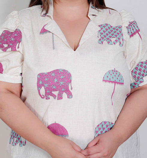 Miravan Plus Size Womens Flex cotton Short sleeve Off White Animal print A Line Maxi dress